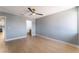 Bright bedroom with a ceiling fan and an en-suite bathroom at 6324 Eugene Ave, Las Vegas, NV 89108