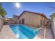 Private backyard oasis with refreshing pool, spa and an inviting patio for outdoor entertaining at 6408 Deadwood Rd, Las Vegas, NV 89108