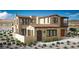 Mediterranean-style two-story home with a stone and stucco facade and well-manicured landscaping at 65 Bellissima Lago Ct, Henderson, NV 89011