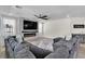 Cozy living room featuring a stone fireplace and comfortable seating at 7545 Fontera Ct, Las Vegas, NV 89139