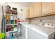 Well-organized laundry room with shelving, washer, and dryer at 7885 W Flamingo Rd # 1161, Las Vegas, NV 89147