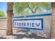 Welcome to Brookview written on a stone and tile sign for the community at 7911 Canoe Ln, Las Vegas, NV 89145