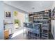 Stylish home bar with hardwood floors, custom shelving, and a view to the patio at 7940 Castle Pines Ave, Las Vegas, NV 89113