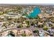 An aerial perspective features a vibrant community surrounding a picturesque lake, blending residential charm with natural beauty at 8761 Anchor Point Ave, Las Vegas, NV 89117
