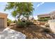 Well-maintained backyard with desert landscaping, mature trees, and decorative rock at 10009 Netherton Dr, Las Vegas, NV 89134