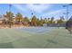 Well-maintained tennis court with clear markings and surrounding trees for shade and privacy at 10540 Beachwalk Pl, Las Vegas, NV 89144