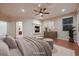 Spacious staged bedroom with a fireplace and hardwood floors at 386 Wiseton Ave, Las Vegas, NV 89183