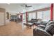 View of the open floor plan and modern design; living room flows seamlessly into the kitchen at 6301 Citrine Ave, Las Vegas, NV 89130