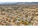Expansive aerial view of a community with well-maintained homes, pools, and mountain views at 6908 Bienville St, Las Vegas, NV 89131