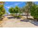 Large backyard with mature trees, lush landscaping and detached garage at 6908 Bienville St, Las Vegas, NV 89131