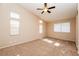 Bedroom with carpet flooring, neutral paint, and ample natural light from multiple windows at 8205 Harrogate Ave, Las Vegas, NV 89129