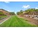 A well-maintained street with green lawns and desert landscaping at 9893 Santa Ponsa Ct, Las Vegas, NV 89178