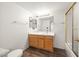 Bathroom featuring wood-look flooring and updated vanity at 101 Luna Way # 222, Las Vegas, NV 89145