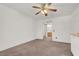 Spacious bedroom with a ceiling fan and ensuite bathroom access at 101 Luna Way # 222, Las Vegas, NV 89145