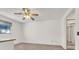 Bedroom featuring a ceiling fan and a window with charming curtains at 101 Luna Way # 222, Las Vegas, NV 89145