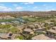 Community aerial showing desert landscape, with manicured athletic fields, green lawns, and multiple residences at 10470 Dove Meadow Way, Las Vegas, NV 89135