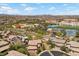 Community aerial showing desert landscape, green lawns, residences, and nearby manicured athletic fields at 10470 Dove Meadow Way, Las Vegas, NV 89135