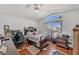 Bedroom featuring hardwood floors, natural light, and vaulted ceiling at 2180 Polynesia Cir, Henderson, NV 89074