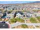 Panoramic aerial view highlighting the neighborhood's layout and mountain views at 2637 Via Monet, Henderson, NV 89044