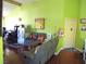 Cozy living room with hardwood floors, comfortable seating, and bright, lively green walls at 3954 Saddlewood Ct, Las Vegas, NV 89121