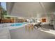 The covered outdoor living area overlooks a refreshing pool and patio space at 4284 Parkdale Ave, Las Vegas, NV 89121