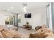 Cozy living room boasts a large sectional sofa, contemporary lighting, a flat screen TV and natural light at 4533 Lime Straight Dr, Las Vegas, NV 89115