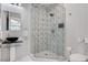 Contemporary bathroom featuring a glass shower enclosure and unique sink at 6965 Tara Ave, Las Vegas, NV 89117