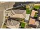 Aerial view of a home showcasing a basketball court and manicured landscaping at 12413 Alpenglow Ct, Las Vegas, NV 89138