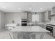 Well-lit kitchen featuring a large center island, stainless steel appliances, and modern countertops at 12413 Alpenglow Ct, Las Vegas, NV 89138
