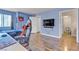 View of bedroom featuring hardwood floors and adjacent bathroom at 1455 E Katie Ave # D17, Las Vegas, NV 89119