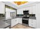 Contemporary kitchen featuring white cabinetry, stainless steel appliances, and stylish backsplash at 1655 E Hacienda Ave, Las Vegas, NV 89119