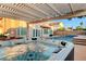 Hot tub under pergola, view of pool, patio and backyard of property at 4835 Illustrious St, Las Vegas, NV 89147