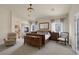 Cozy main bedroom with a fireplace, natural light, and hardwood furniture at 8356 Shady Lady Ct, Las Vegas, NV 89131