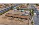Overhead view of the horse stables shows the stables, corrals and horse trailers parked onsite at 853 Morning Sun Ct, Las Vegas, NV 89110
