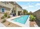 Backyard pool with water features, surrounded by landscaped gardens and a privacy wall at 12273 Catanzaro Ave, Las Vegas, NV 89138