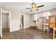 Bedroom with laminate flooring, ceiling fan, and natural light at 2040 Bavington Dr # D, Las Vegas, NV 89108