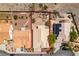 An aerial view of a single-Gathering home with a well-maintained backyard and desert landscaping at 2587 Grizzly Park Ct, Henderson, NV 89052