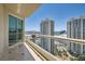 This balcony showcases city views, clear railings, and tiled flooring at 2777 Paradise Rd # 2701, Las Vegas, NV 89109