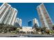 A grand entrance under a blue sky, with multiple tall buildings that exude sophistication and architectural marvel at 2777 Paradise Rd # 2701, Las Vegas, NV 89109