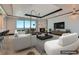 Spacious living room featuring a sleek fireplace, city views, and contemporary decor for sophisticated living at 2777 Paradise Rd # 2701, Las Vegas, NV 89109