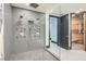 Luxurious shower with multiple showerheads and a glass enclosure, complemented by a sauna for ultimate relaxation at 2777 Paradise Rd # 2701, Las Vegas, NV 89109