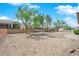 Spacious backyard with desert landscaping, mature trees, and block wall fencing at 439 Pelican Bay Ct, Henderson, NV 89012