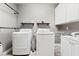 Functional laundry room equipped with modern appliances, ample counter space, shelving, and storage at 5684 Benevento Ct, Las Vegas, NV 89141