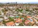 Panoramic aerial view of a residential neighborhood featuring homes with pools and well-maintained landscaping at 5757 Charles Holden Ct, Las Vegas, NV 89103