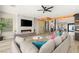 Cozy living room with a fireplace, TV, and glass-enclosed wine storage in an open-concept design at 6315 Bellisima St, Las Vegas, NV 89118