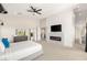 This main bedroom boasts a fireplace and media center at 6315 Bellisima St, Las Vegas, NV 89118