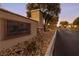 Elegant community entrance sign with stone accents at Mirador neighborhood at 7438 Desertscape Ave, Las Vegas, NV 89178