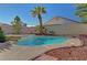 Beautiful pool area with steps and tiled trim in backyard at 8040 Tailwind Ave, Las Vegas, NV 89131