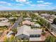 Gorgeous aerial view of home, with inground pool, full-size tennis court and lush, manicured lawn at 8125 Soledad Canyon St, Las Vegas, NV 89131