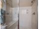 This shower features glass door surrounds, built-in seat and dual shower heads at 8125 Soledad Canyon St, Las Vegas, NV 89131